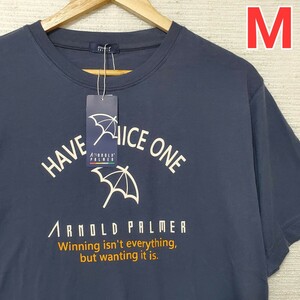 ArnoldPalmer アーノルドパーマー 半袖 Tシャツ 新品 メンズ 紳士 Mサイズ 紺 ネイビー系 傘 ロゴ プリント 