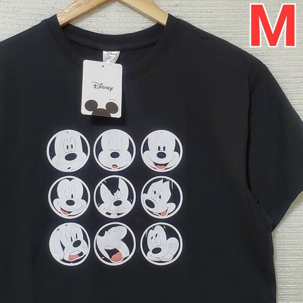 【プリント初期傷あり】 ミッキーマウス 半袖 Tシャツ 新品 メンズ Mサイズ 黒 ブラック Mickey Mouse プリント Disney ディズニー