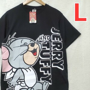 トムとジェリー Tuffy タフィー 半袖 Tシャツ 新品 メンズ Lサイズ 黒 ブラック プリント Tom and Jerry トム&ジェリー 半袖Tシャツ