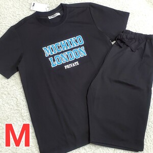 MICHIKO LONDON ミチコロンドン 新品 ルームウェア 上下セット メンズ Mサイズ 黒 ブラック 半袖 Tシャツ ハーフパンツ 部屋着 パジャマ