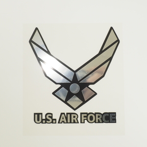 （ミラー）アメリカ空軍 ステッカー 8cm ミラーシルバー U.S AIR FORCE アメリカン かっこいい 軍隊 空軍マーク