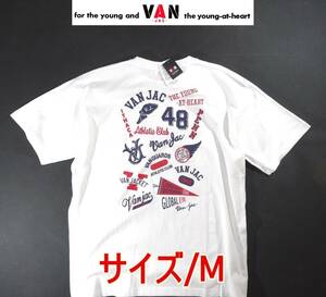 ★送料無料! VAN JAC ヴァンヂャケット IVY BOYが夏に映える! フルモチーフプリント/カレッヂTシャツ M ホワイト★