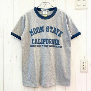 新品　MOONEYES MOON ムーンアイズ Tシャツ アメカジ グレー　半袖Tシャツ　トリムTシャツ　リンガーTシャツ　