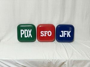 【未使用品】３枚セット エアポート 空港 壁掛け 看板 オーナメント JFK SFO PDK 金属製