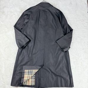 1円 極美品 M~L バーバリー BURBERRY ステンカラーコート ロングコートノバチェックメンズグレー日本製の画像6