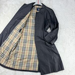 1円 極美品 M~L バーバリー BURBERRY ステンカラーコート ロングコートノバチェックメンズグレー日本製の画像1