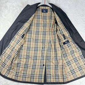 1円 極美品 M~L バーバリー BURBERRY ステンカラーコート ロングコートノバチェックメンズグレー日本製の画像4