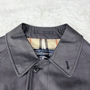 1円 極美品 M~L バーバリー BURBERRY ステンカラーコート ロングコートノバチェックメンズグレー日本製の画像2