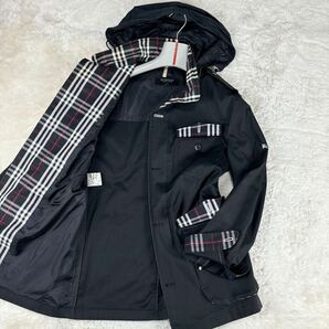 1円 良品 L~M バーバリーブラックレーベル BURBERRY BLACK LABEL ミリタリージャケット M-65フィールドジャケットホースロゴメンズブラックの画像1