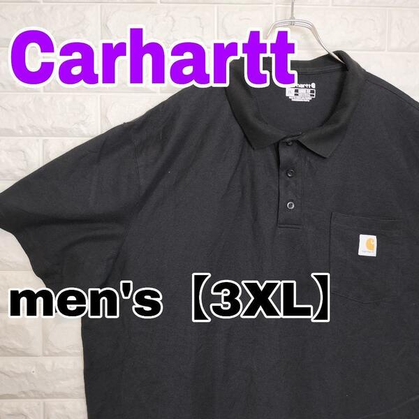 B781【Carhartt】半袖ポロシャツ【メンズ3XL】ブラック 薄生地