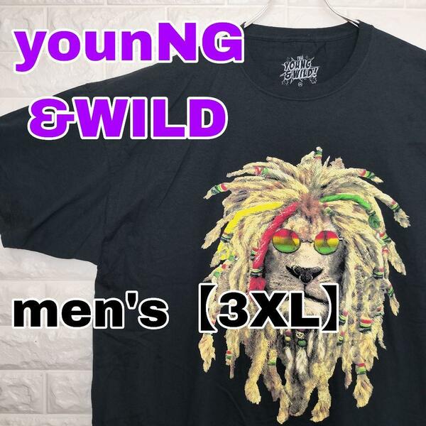 B771【THE YOUNG &WILD】半袖Tシャツ【メンズ3XL】ブラック