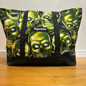 18SS Supreme Skull Pile Denim Tote スカル デニム トート バッグ Liquid Blue 