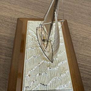 SILVER シルバー ヨット ガラスケース 銀製刻印 TAKEHIKO？ 置物 帆船 オブジェ の画像8