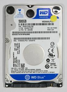 動作保証★HDD 2.5インチ内蔵 500GB Western Digital WD Blue WD5000LPCX★030