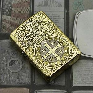 未使用 コンスタンティン ライター ZIPPO 喫煙グッズ ジッポー 6面刻印 オイルライター 真鍮製 新品 ゴールド