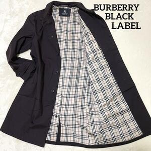 １円～ 美品 BURBERRY BLACK LABEL バーバリーブラックレーベル ロングコート Lサイズ メンズ ブラウン ノバチェック