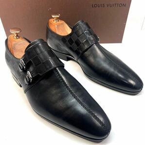 LOUIS VUITTON ルイヴィトン　　革靴　ダミエ　ダブルモンク　6 25cm メンズ　靴　シューズ　レザー　ブラック　黒