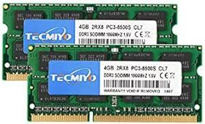 テクミヨ ノートPC用メモリ1.5V 8GB DDR3 PC3-8500 1066Mhz 4GB×2枚 204Pin CL7 No