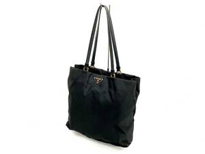 3T5★PRADA/プラダ★ 三角プレート B11213 テスート ショルダーバッグ トートバッグ 肩掛け ナイロン × レザー ブラック 黒 Gカード付