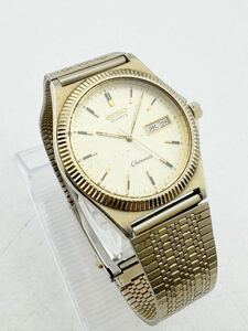 SEIKO セイコー Chronos クロノス クォーツ 腕時計 シルバー文字盤 デイデイト ゴールドケース ボーイズサイズ 7433-7010【k3275-y206】