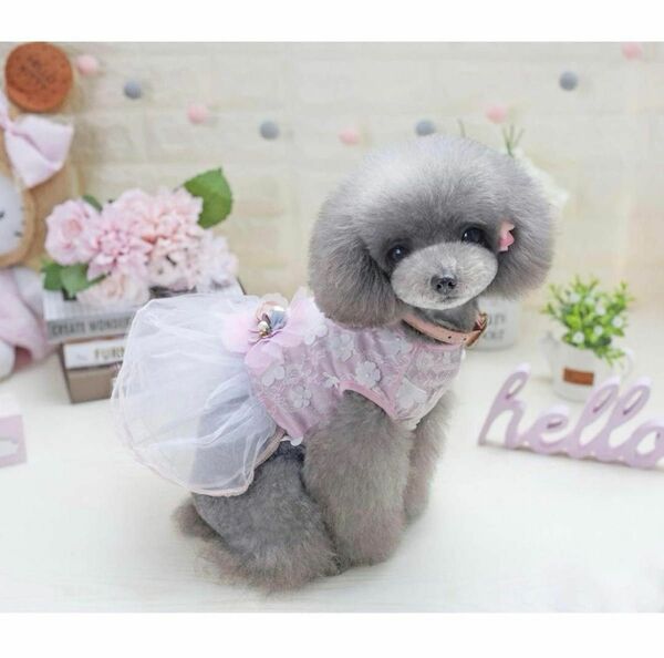 犬用 ドレス ピンク XS チュールドレス ワンピース 小型犬