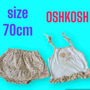 【OSHKOSH】70cm 女の子 キャミソール スカッツ 2点セット まとめ売り 花模様 総柄 パンツ付き スカート コットン