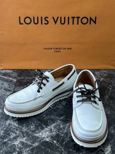  супер-скидка!1 иен ~ Louis * Vuitton! роскошный!![LV Logo * кожа × монограмма * обувь * обувь / белый ] прекрасный товар!!
