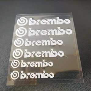 ネコポス送料無料 brembo ブレンボ 耐熱ブレーキキャリパー ステッカー 文字だけ残るエンブレム シール 白 6枚セット の画像1