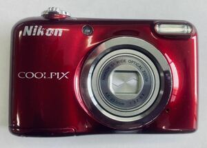 B 通電OK Nikon COOLPIX ニコン クールピクス A10 コンパクトデジタルカメラ デジカメ レッド 単三2本要 中古品