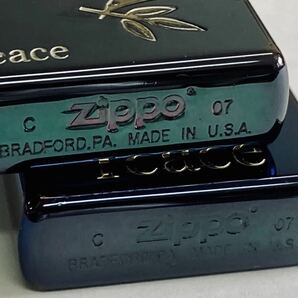 B ジッポー ピース ZIPPO Peace ライター 2個セット ブルーチタン １点火花OK アンティーク ビンテージ コレクション 喫煙具 の画像6