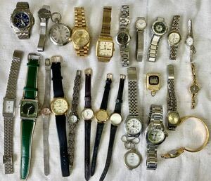 TH clock wristwatch 25 point . set sale SEIKO Seiko Citizen ALBA pocket watch other men's lady's used Junk 