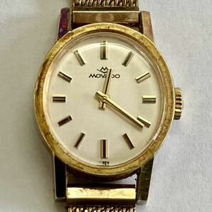 H 稼働品 MOVADO モバード レディース腕時計 手巻き 445 ゴールドカラー アンティーク レトロの画像1