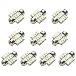 10個セット●● 12V★SMD 12連 T10×28mm LED 電球 ルームランプ ホワイト