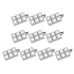 10個セット●● 12V FLUX6連 2×3 LED 基板 端子形状G14(BA9s・T8.5) ルームランプ ホワイト