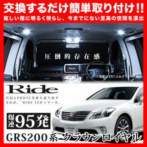 クラウンロイヤル ルームランプ LED RIDE 95発 12点 GRS200系 [H20.2-H24.12]