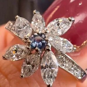 新品★世界に１つ★アレキサンドライト 0.08ct 天然ダイヤモンド 1ct★フラワー★エタニティ★値引き不可