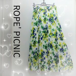 ROPE’ レディース花柄ロングスカート 春夏 総柄 38サイズ 9号 ウエスト総ゴム フラワープリント