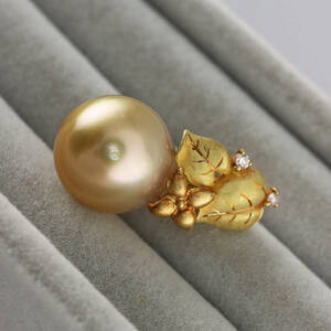 K18 Golden pearl pendant 13.8mm D0.04 [CYA7751]