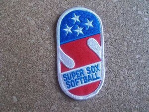 80s SUPER SOX SOFTBALL アメリカ ソフトボール ビンテージ刺繍ワッペン/スポーツ パッチ スーパーソックス野球MLB USA星条旗カスタム