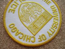 80s シカゴ大学University Of CHICAGOワッペンPOLICE/UChicagoカレッジVoygerエンブレムpatchノーベル賞ビンテージ警察USAパッチIVY D22_画像4