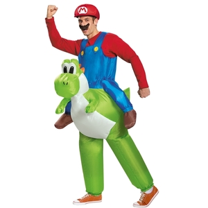 マリオ　衣装、コスチューム　大人男性用　ヨッシー　コスプレ　スーパーマリオ　MARIO RIDING YOSHI