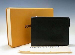 【質】★美品★ルイヴィトン/LOUIS VUITTON　タイガ ポシェット・ヴォワヤージュMM ノワール M30547 セカンドバッグ ★