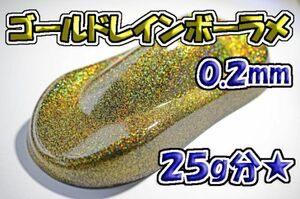 【WOLF WORKS】ゴールドレインボーラメフレーク 0.2mm 25g分★