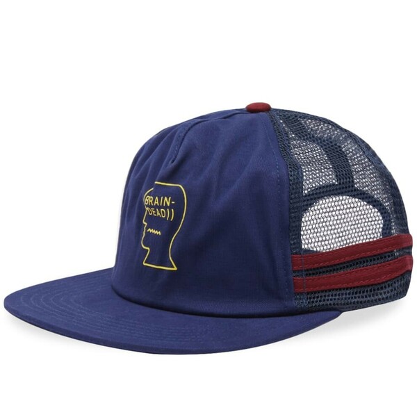 Brain dead ブレインデッド logo head ロゴ ヘッド tracker cap トラッカー キャップ navy 紺 ネイビー free size フリー サイズ 新品 帽子