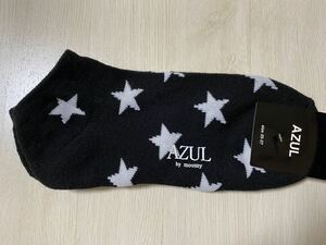新品　AZUL BY MOUSSY アズール　星柄　アンクル靴下　ソックス　ブラック　黒　25〜27cm