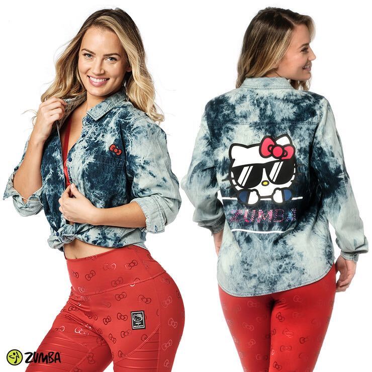 Zumba X Hello Kitty Button Down With Swarovski Crystals Zumba X Hello Kitty Button Down With Swarovski Crystals