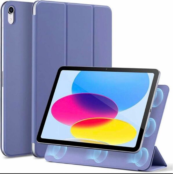 ケース パープル 紫 iPad 第10世代 カバー タブレット マグネット 磁気