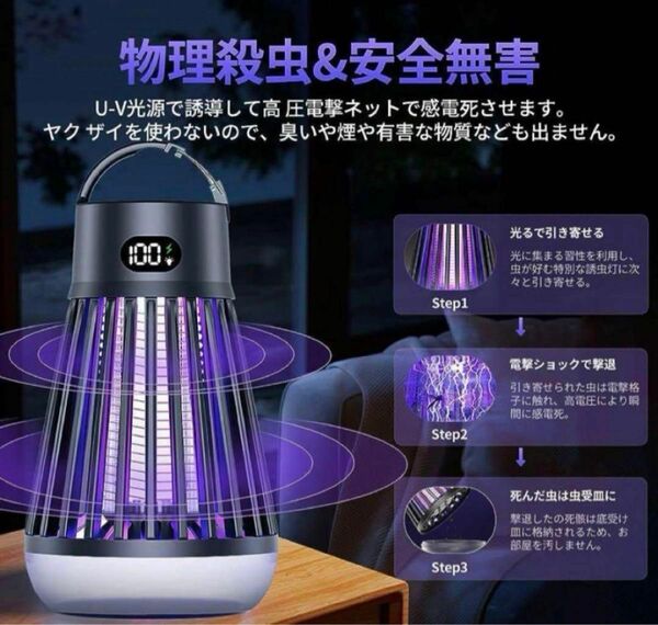 コバエ LED 虫 黒 電撃 殺虫器 電気 蚊取り器 殺虫灯 捕虫器 誘虫灯