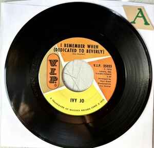 7' 輸入盤　IVY JO のオリジナル・シングル (Motown 傘下V.Ｉ.P.レーベル、’70年発売) M 新品同様。