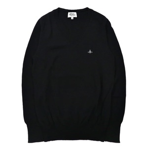 VIVIENNE WESTWOOD MAN Vネックニット セーター S ブラック ウール VW-Q1-83652 日本製